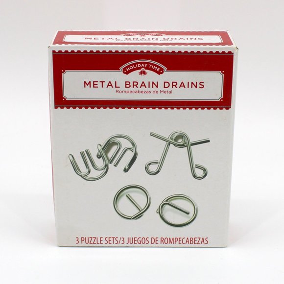 Holiday Time 3 Piece Metal Brain Drains Puzzles Set - Picture 1 of 2